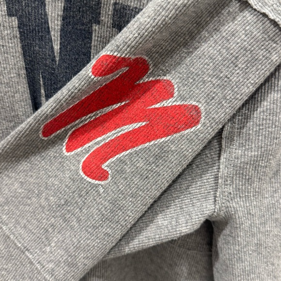 ’47 Ole Miss Cropped Waffle Knit Thermal Long Sleeve Top M Game Day Rebels - Picture 5 of 9